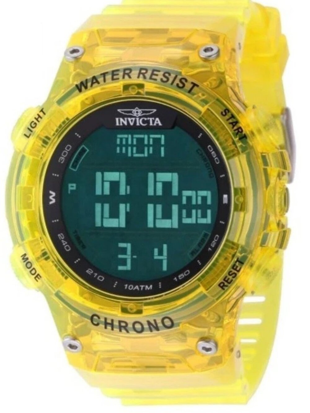 $99 Invicta Racing Burnout Men's Transparent Yellow 52mm Digital Watch 49044 NIB